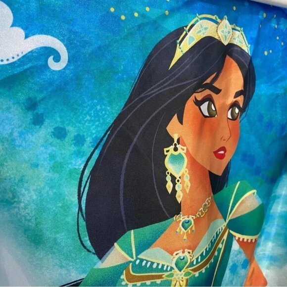 RARE Disney Princess Jasmine L Aladdin Satin Teal Blue Bomber Jacket Embroidered - Picture 6 of 16
